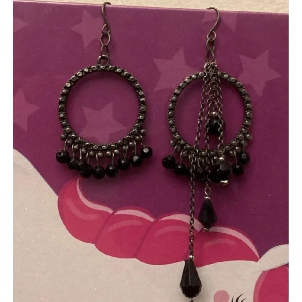 Vintage Y2K Goth Mismatched Gothic Crystal Chandelier Earrings Womens Jewelry